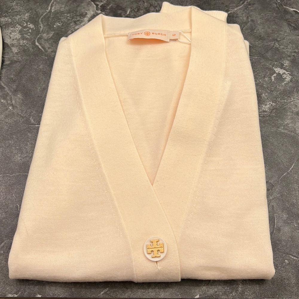 Tory Burch Simone new ivory cardigan